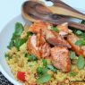 Couscous-kikhernesalaatti sumakkilohi